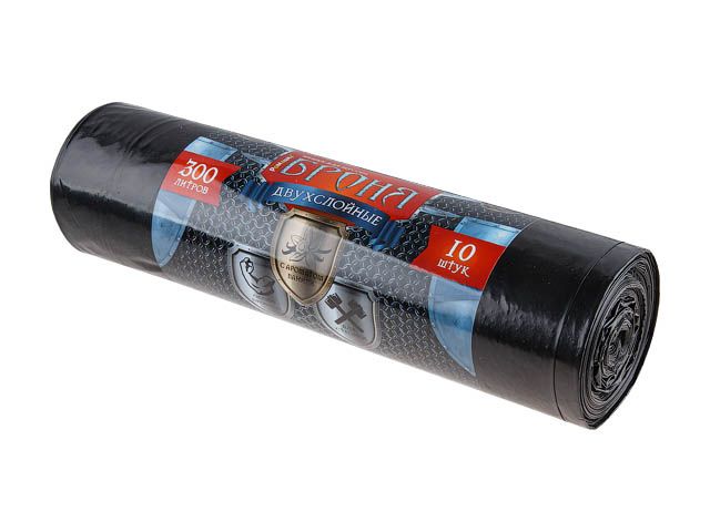 Мешки для мусора, 300 л, 10 шт, "БРОНЯ", черные, РОМАШКА
