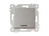 Выключатель 1-клав. (с подсветкой, скрытый, без рамки, винт. зажим) титан, RITA, MUTLUSAN