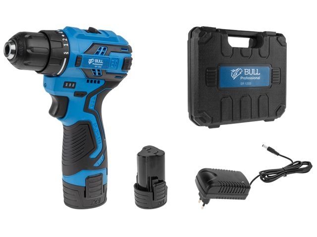 Аккум. дрель-шуруповерт BULL SR 1203 в чем. БЕСЩЕТ., 12 В, 40 Н*м, 2*2 А*ч акб, БЗП 10 мм