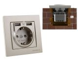 Розетка 1-ая (скрытая, с/з) + 2 USB титан, RITA, MUTLUSAN