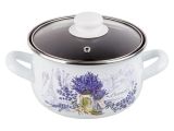 Кастрюля стальная эмалированная, 2.8 л, серия Букет лаванды, PERFECTO LINEA