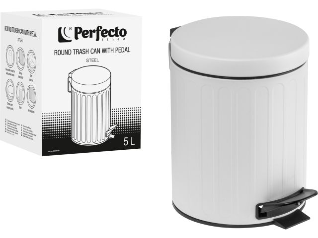 Image 2 Ведро для мусора с педалью, 5 л, белое, сталь, PERFECTO LINEA