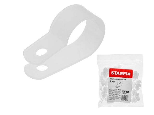 Image 1 Серьга для кабеля 6 мм белая (100 шт в пакете) STARFIX