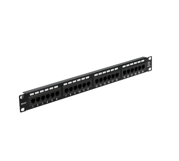 Патч-панель 19", 1U, 24 порта, UTP, RJ-45, CAT 5e REXANT