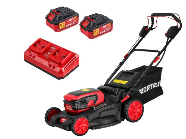 Image 2 Газонокосилка аккум. WORTEX CLM 4536-4 в кор. XLT SET БЕСЩЁТ.ДВИГ., САМОХОД., 18В+18В, 2х4Ач акб