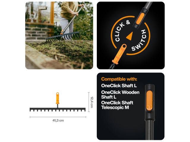 Image 3 Грабли мет. для грунта 16 зубьев OneClick FISKARS