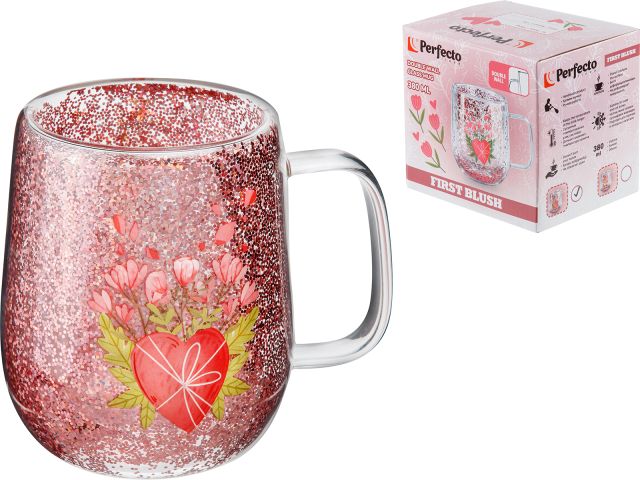 Image 2 Кружка стеклянная с двойными стенками, 380 мл, серия FIRST BLUSH-2, PERFECTO LINEA