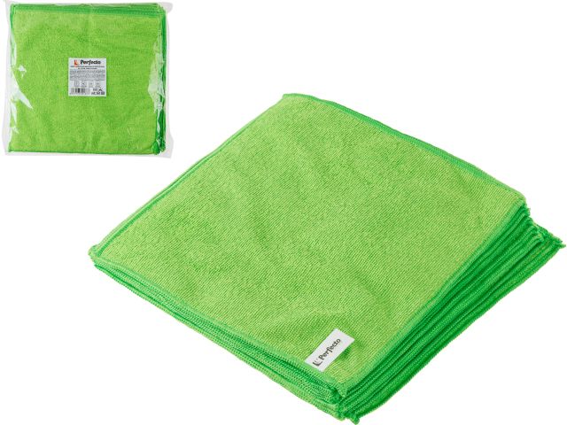Image 1 Набор салфеток из микрофибры Solid (Cолид) 20 шт., 30х30 см, универсальные, зелёные, PERFECTO LINEA