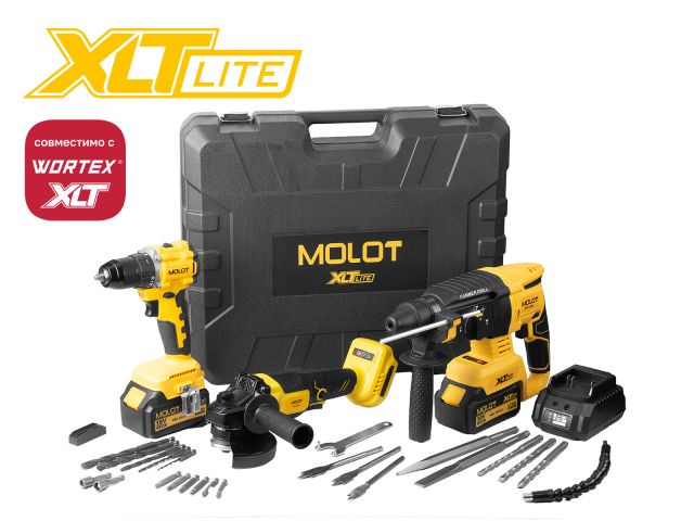 Image 1 Набор аккум. инструмента MOLOT XLT Lite SET УШМ+Перфоратор+Шуруповерт