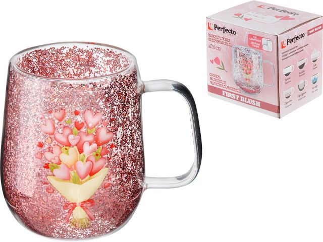 Image 2 Кружка стеклянная с двойными стенками, 380 мл, серия FIRST BLUSH-1, PERFECTO LINEA