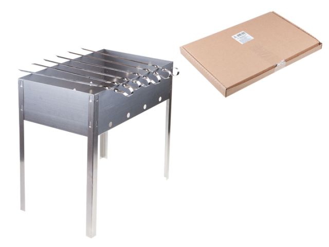 Image 1 Мангал сборный "Эконом" с шампурами в г/карт.кор.(400х250 х400х0,4толщ,6 шамп.угол.), PERFECTO LIN