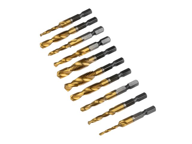 Image 6 Набор сверл-метчиков (M3x1, M4x1, M5x2, M6x2, M8x2, M10x2) Р6М5, ТИТАН, 10 шт. KRANZ