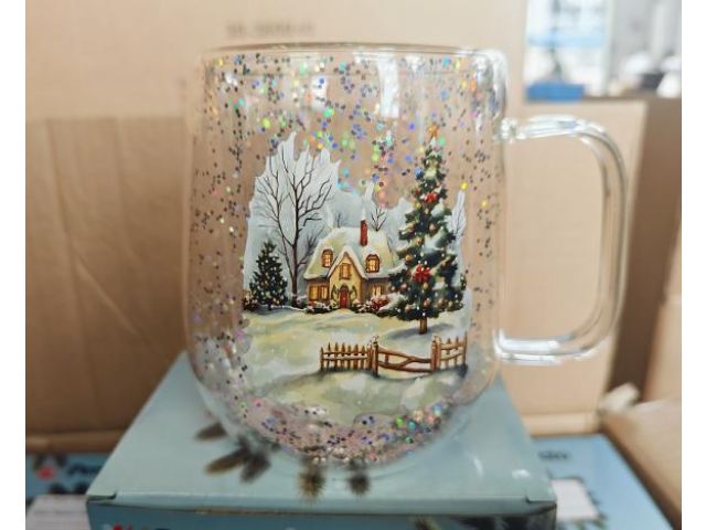 Image 1 Кружка стеклянная с двойными стенками, 380 мл, серия SNOW BALLET-1, PERFECTO LINEA