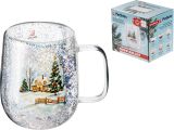 Watch image 2 Кружка стеклянная с двойными стенками, 380 мл, серия SNOW BALLET-1, PERFECTO LINEA