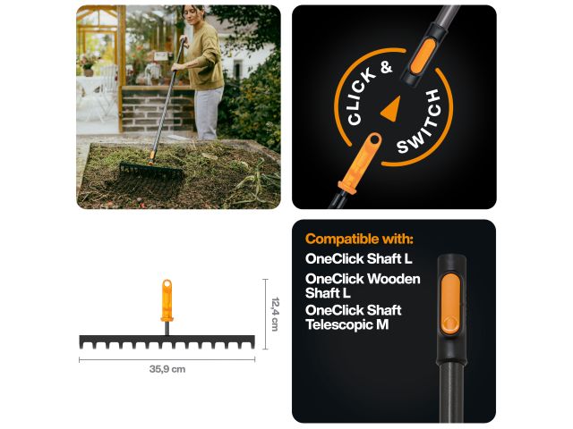 Image 4 Грабли мет. для грунта 14 зубьев OneClick FISKARS
