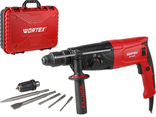 Image 28 Перфоратор WORTEX RH 2629 в чем. + (2 зубила, 3 сверла) 800 Вт, 3.0 Дж, 26 мм, 4 режима, SDS-plus, Б