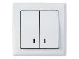 Выключатель 2-клав. (с подсветкой, скрытый, винт. зажим) белый, DARIA, MUTLUSAN