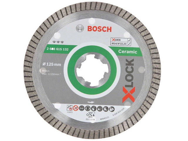 Алмазный круг 125х22 мм по керамике Turbo X-LOCK Best for Ceramic Extraclean BOSCH