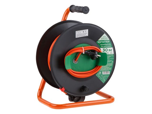 Удлинитель на катушке 30м (1 роз., 2,2кВт, б/з, ПВС 2х1,0) Юпитер