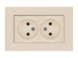 Розетка 2-ая (скрытая, б/з) кремовая, RITA, MUTLUSAN