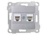Розетка телефонная + компьютерная (RJ12+Cat5e, скрытая, без рамки) серебро, RITA, MUTLUSAN