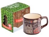 Кружка керамическая, 340 мл, Лондон, шоколадная, в НГ упак., PERFECTO LINEA
