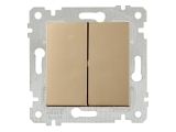 Выключатель 2-клав. (скрытый, без рамки, пруж. зажим) золото, RITA, MUTLUSAN