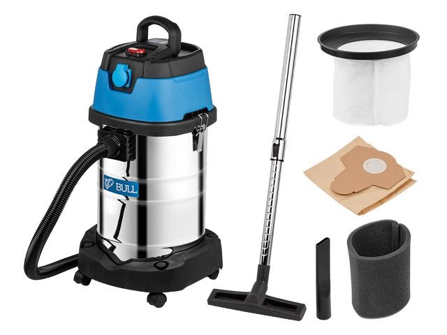Пылесос BULL AS 3001 + аксессуары 1400 Вт, 30 л, 6м кабель, 3м шланг, HEPA, мануал., выдув