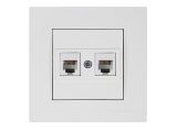 Розетка телефонная 2хRJ12 (скрытая) белая, RITA, MUTLUSAN