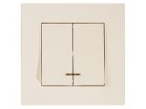 Выключатель 2-клав. (c подсветкой, скрытый, пруж. зажим) кремовый, RITA, MUTLUSAN