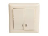 Выключатель 2-клав. (c подсветкой, скрытый, пруж. зажим) кремовый, DARIA, MUTLUSAN