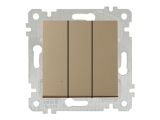 Выключатель 3-клав. (скрытый, без рамки, пруж. зажим) золото, RITA, MUTLUSAN