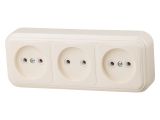 Розетка 3-ая (открытая, б/з) бежевая, Стандарт, Юпитер