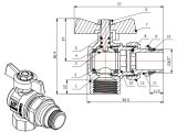 Watch image 2 Кран шаровый угловой 1/2" нар.-вн. бабочка (со сгоном) PN40, AV Engineering