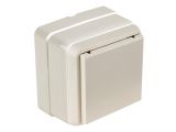 Розетка 1-ая (открытая, с/з, с крышкой, керамика) кремовая, BRON, MUTLUSAN