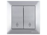 Выключатель проходной 2-клав. (скрытый, пруж. зажим) серебро, DARIA, MUTLUSAN