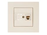 Розетка телефонная 1хRJ12 (скрытая, RJ12) кремовая, RITA, MUTLUSAN