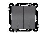 Выключатель проходной 2-клав. (скрытый, без рамки, пруж. зажим) дымчатый, DARIA, MUTLUSAN