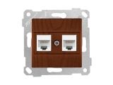 Розетка компьютерная 2xRJ45 (Cat5e, скрытая, без рамки) орех, RITA, MUTLUSAN