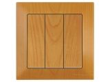 Выключатель 3-клав. (скрытый, винт. зажим) дуб, DARIA, MUTLUSAN