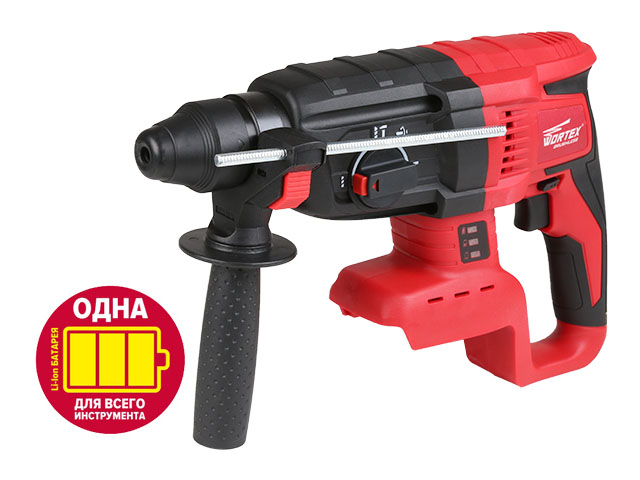 Аккум. перфоратор WORTEX CRH 1824-2 в кор. ALL1 SOLO БЕСЩЕТ., 18 В, 2.6 Дж, 26 мм