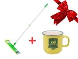 Швабра для пола с насадкой из шенилла, зеленая + Кружка кер, 450 мл, серия Дрифт, салатовая