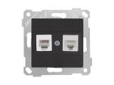 Розетка телефонная + компьютерная (RJ12+Cat5e, скрытая, без рамки) черная, RITA, MUTLUSAN