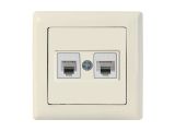 Розетка телефонная + компьютерная (RJ12+Cat5e, скрытая) кремовая, DARIA, MUTLUSAN