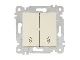 Выключатель проходной 2-клав. (скрытый, без рамки, винт. зажим) кремовый, RITA, MUTLUSAN