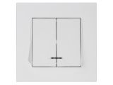 Выключатель 2-клав. (с подсветкой, скрытый, винт. зажим) белый, RITA, MUTLUSAN