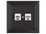 Розетка телефонная + компьютерная (RJ12+Cat5e, скрытая) черная, DARIA, MUTLUSAN