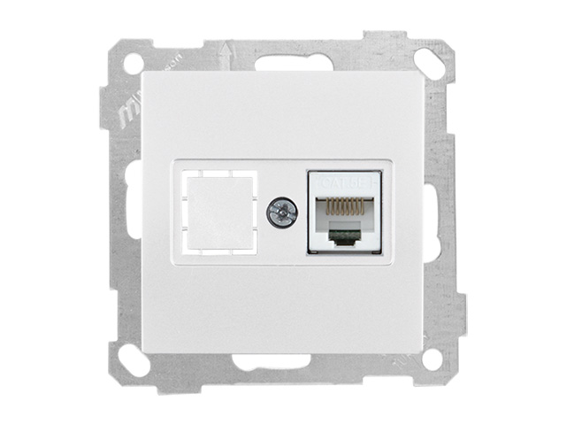 Розетка компьютерная 1xRJ45 (Cat5e, скрытая, без рамки) белая, DARIA, MUTLUSAN