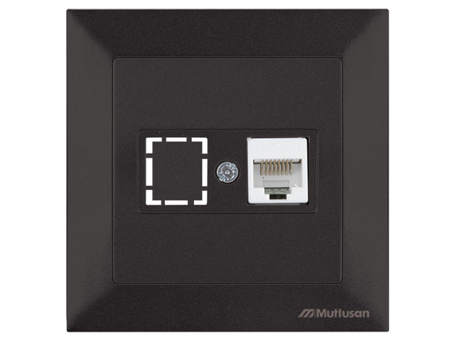 Розетка компьютерная 1xRJ45 (Cat5e, скрытая) черная, DARIA, MUTLUSAN