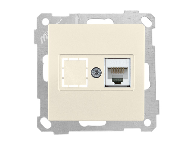 Розетка компьютерная 1xRJ45 (Cat5e, скрытая, без рамки) кремовая, DARIA, MUTLUSAN